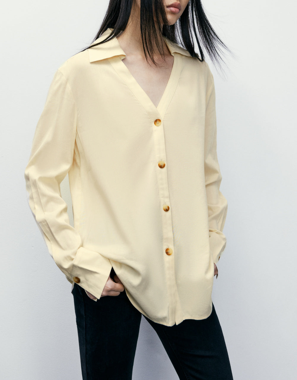 V-Neck Button Up Shirt