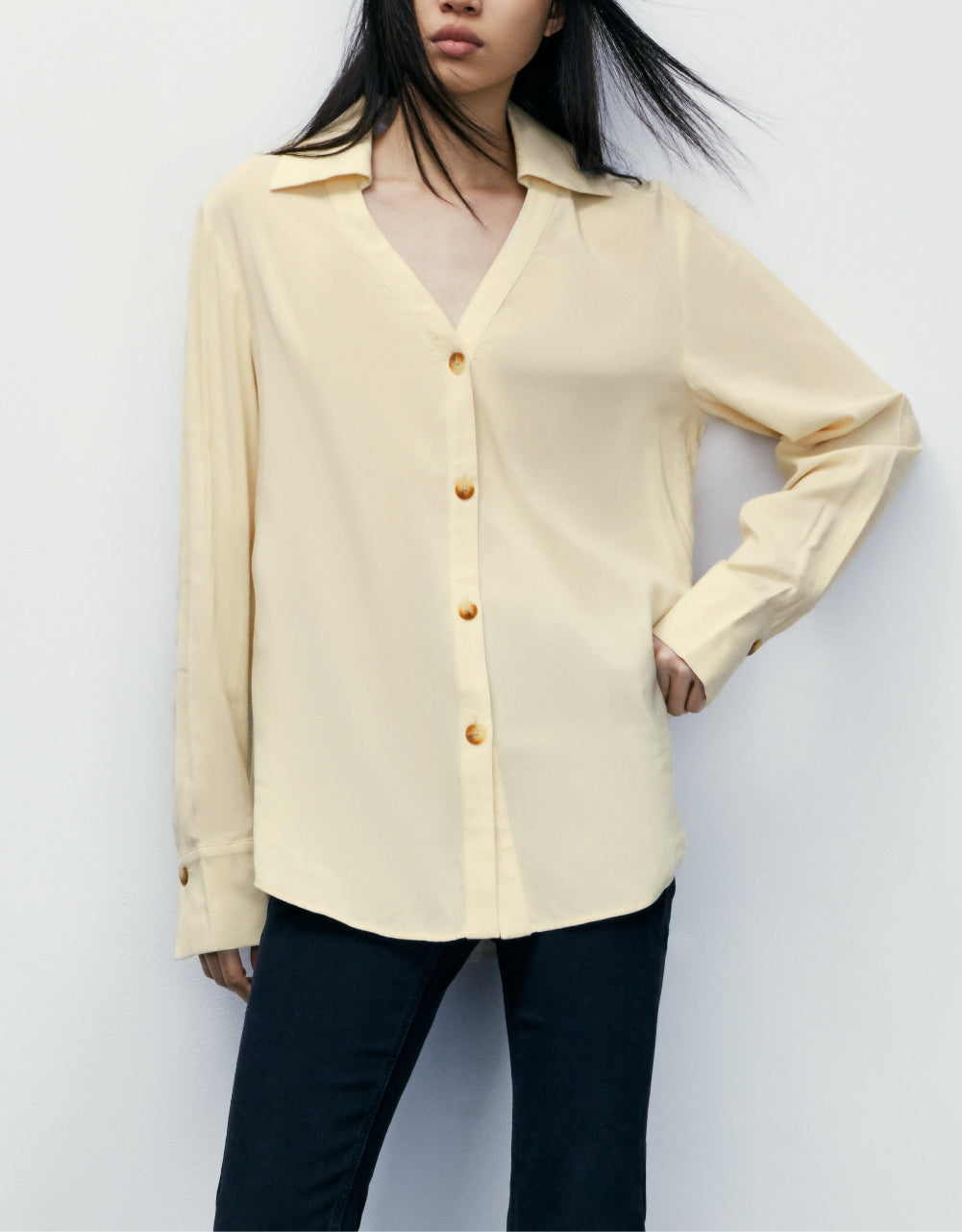V-Neck Button Up Shirt