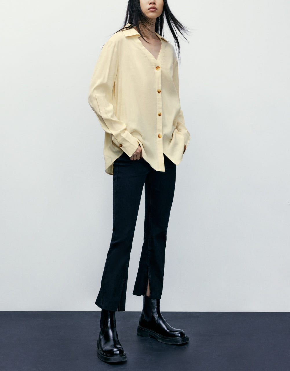 V-Neck Button Up Shirt