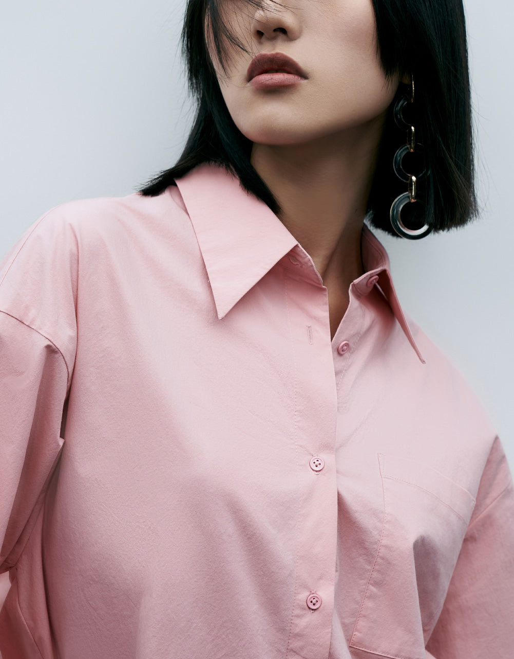 Button Up Drop Shoulder Sleeve Shirt