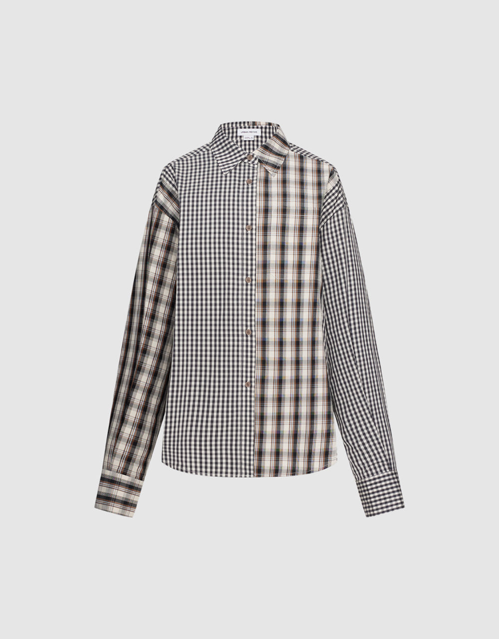 Two Tone Plaid Lapel Shirt