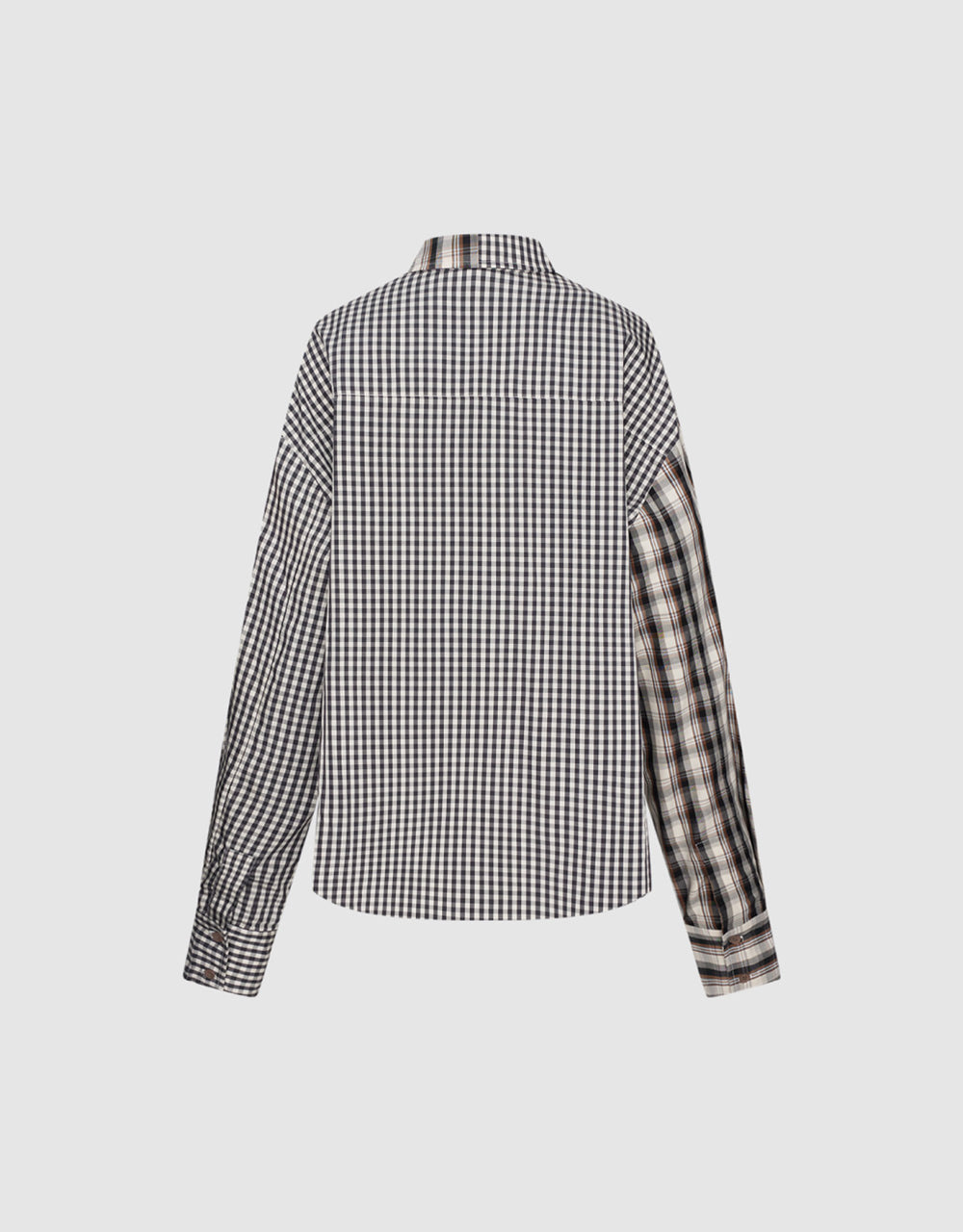Two Tone Plaid Lapel Shirt