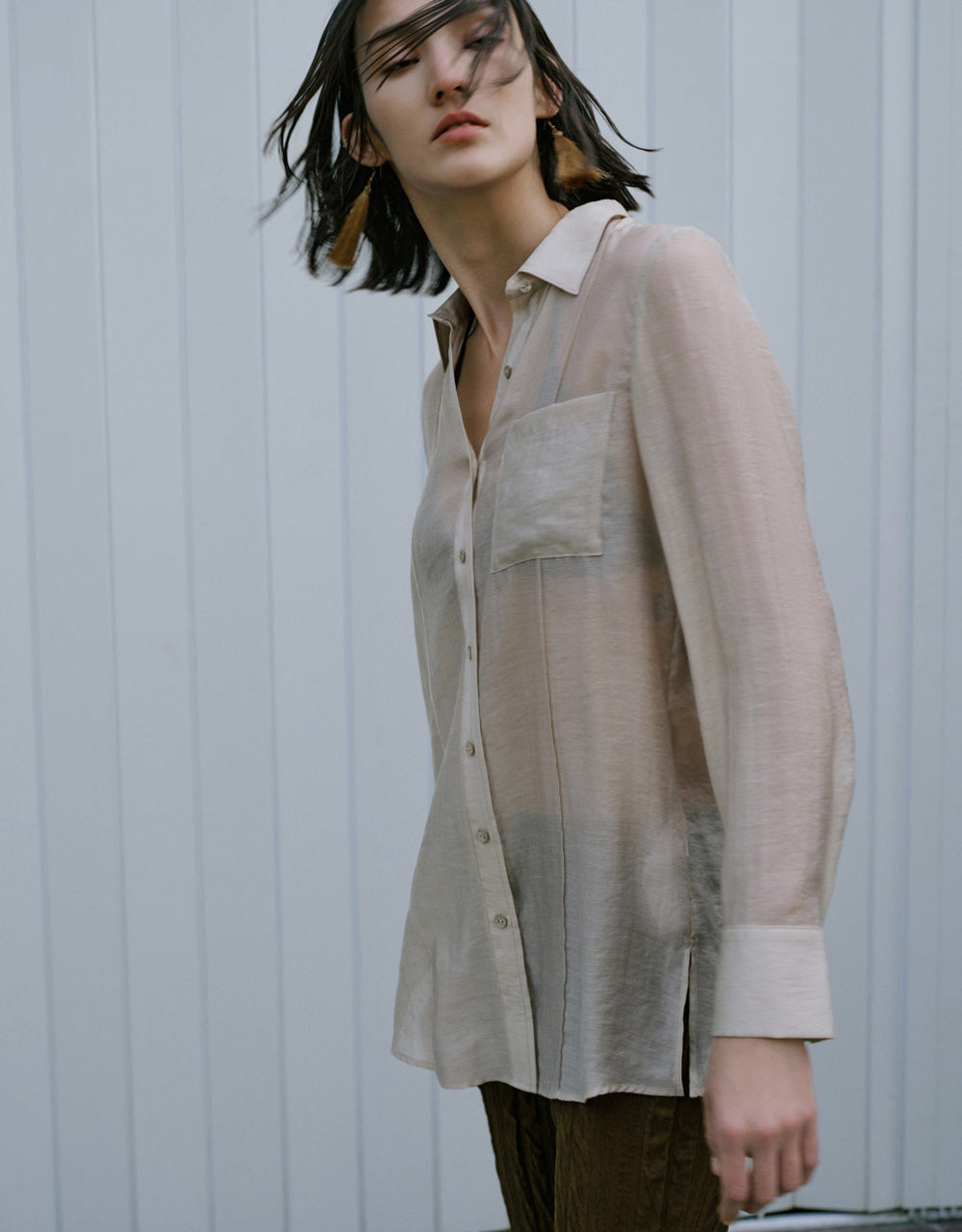 Sheer Button Up Shirt