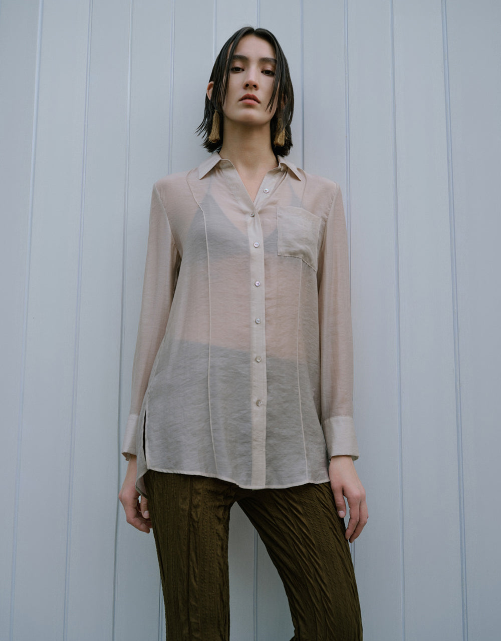 Sheer Button Up Shirt