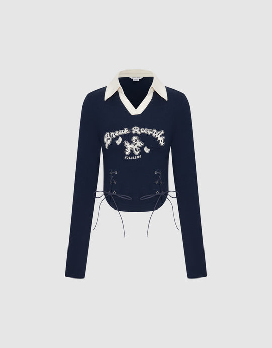 Contrast Fabric Polo Shirt