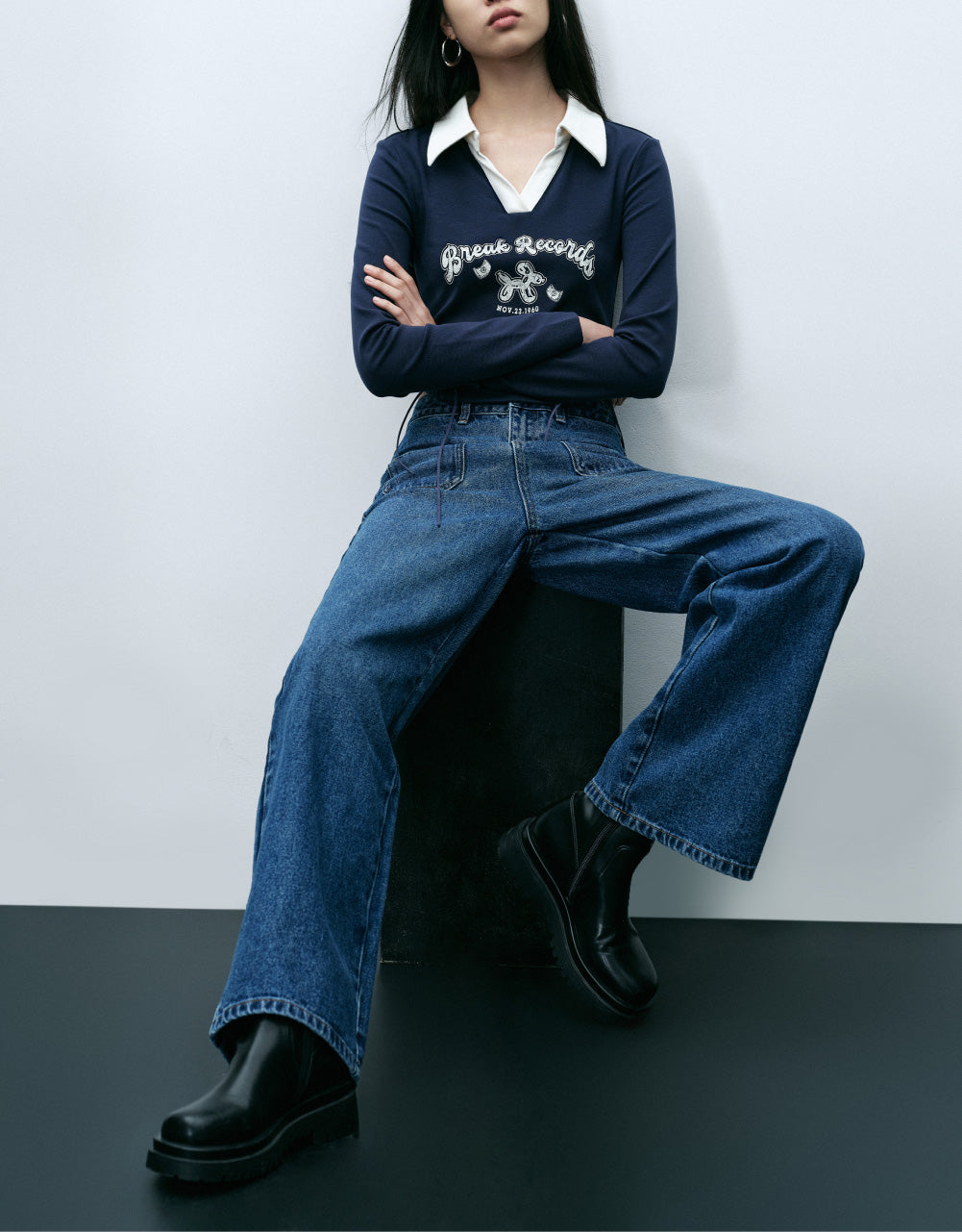 Contrast Fabric Polo Shirt
