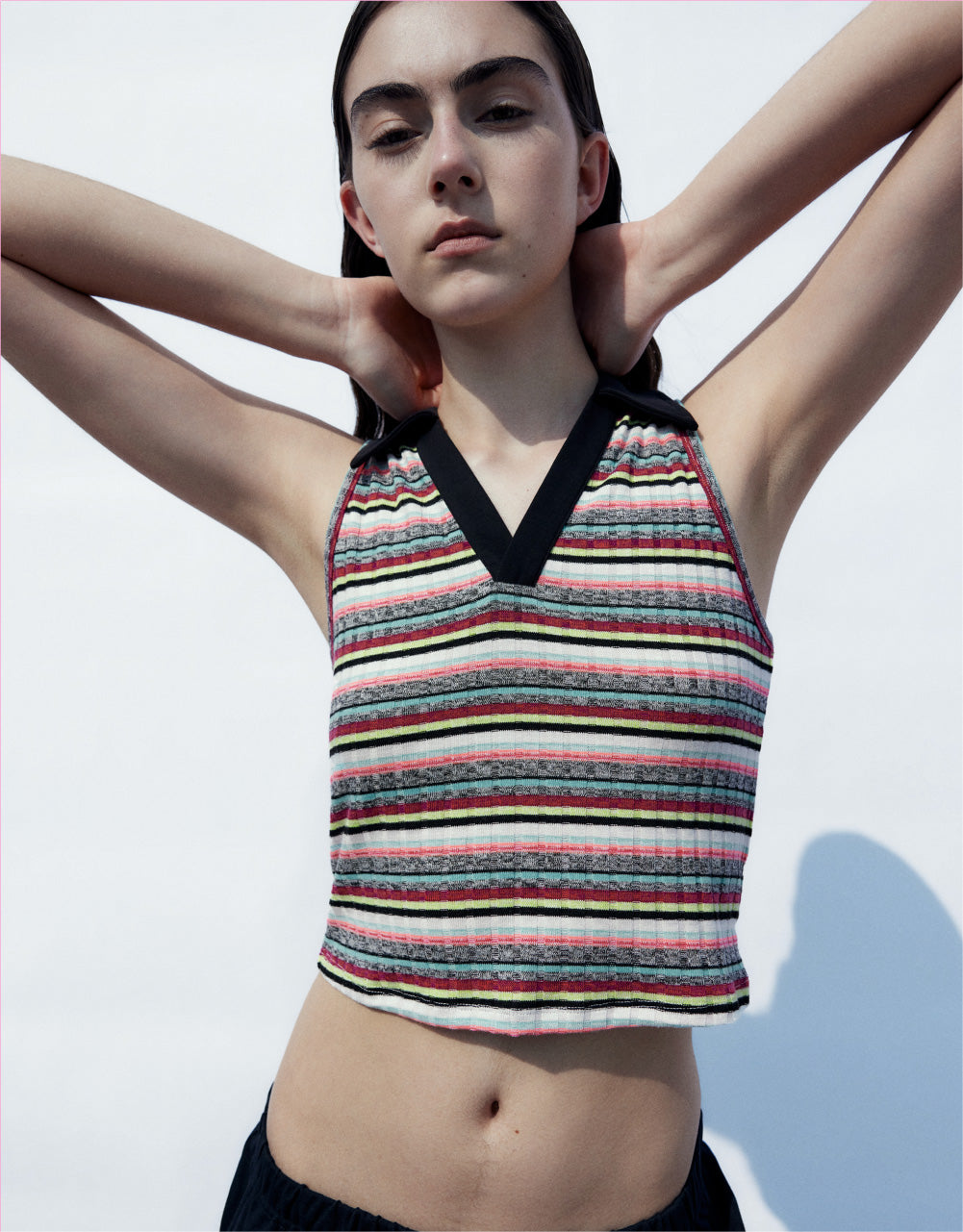 Cropped Stripe Tank Top