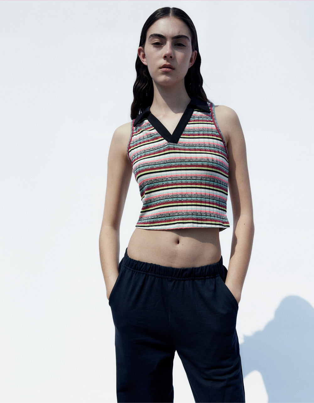 Cropped Stripe Tank Top
