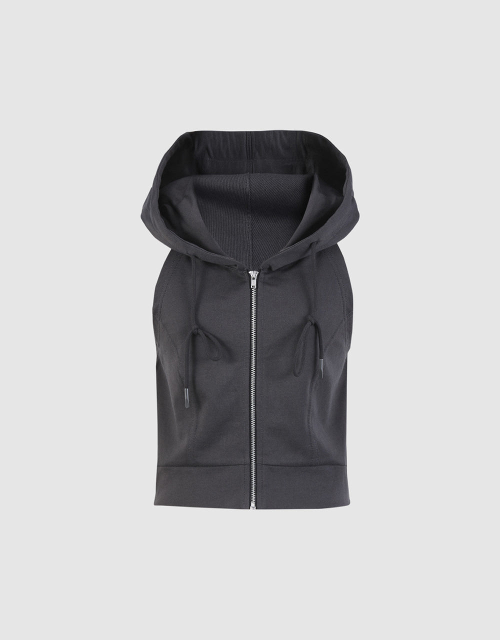 Sleeveless Hoodie Zipper Front T-Shirt