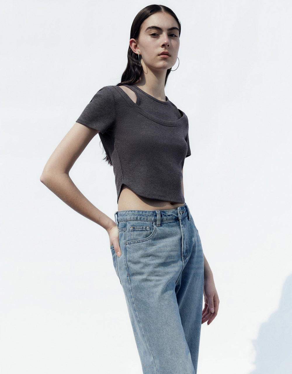 Skinny 2 In 1 Crew Neck T-Shirt