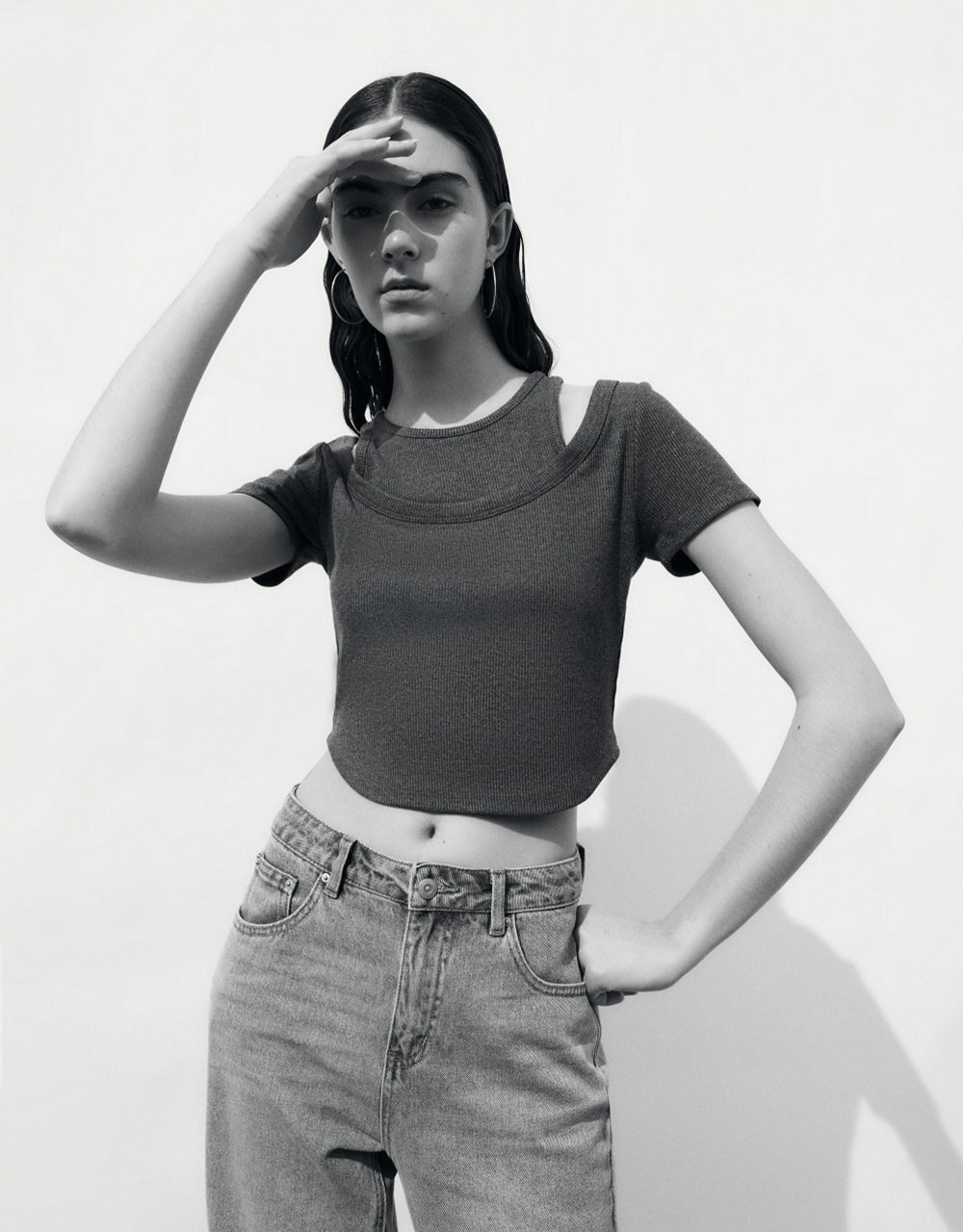 Skinny 2 In 1 Crew Neck T-Shirt