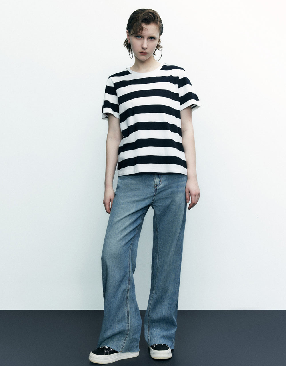 Drop Shoulder Striped T-Shirt