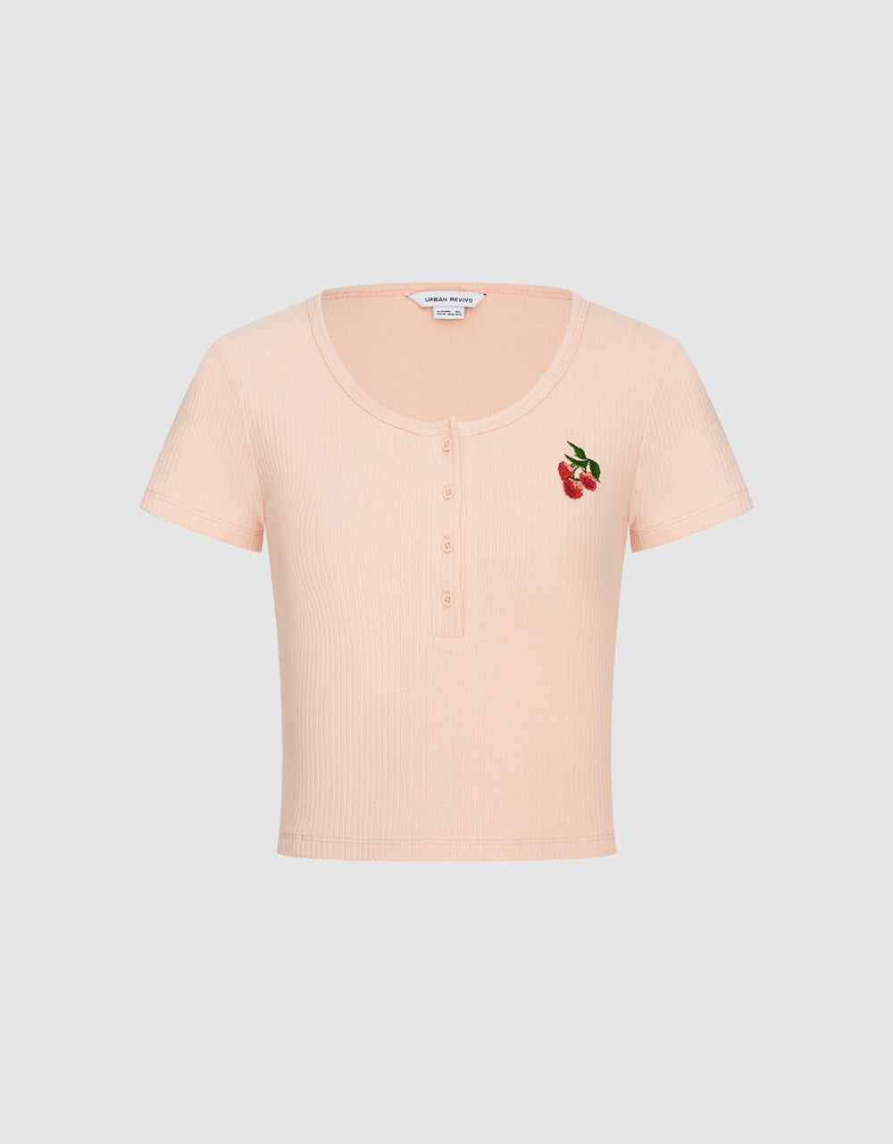 Cherry Printed U Neck Skinny T-Shirt