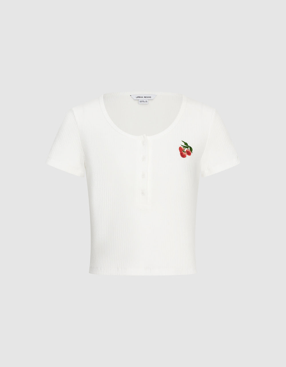 Cherry Printed U Neck Skinny T-Shirt