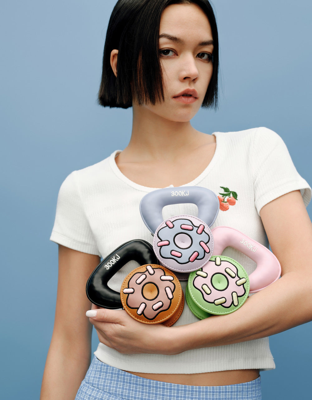 Cherry Printed U Neck Skinny T-Shirt