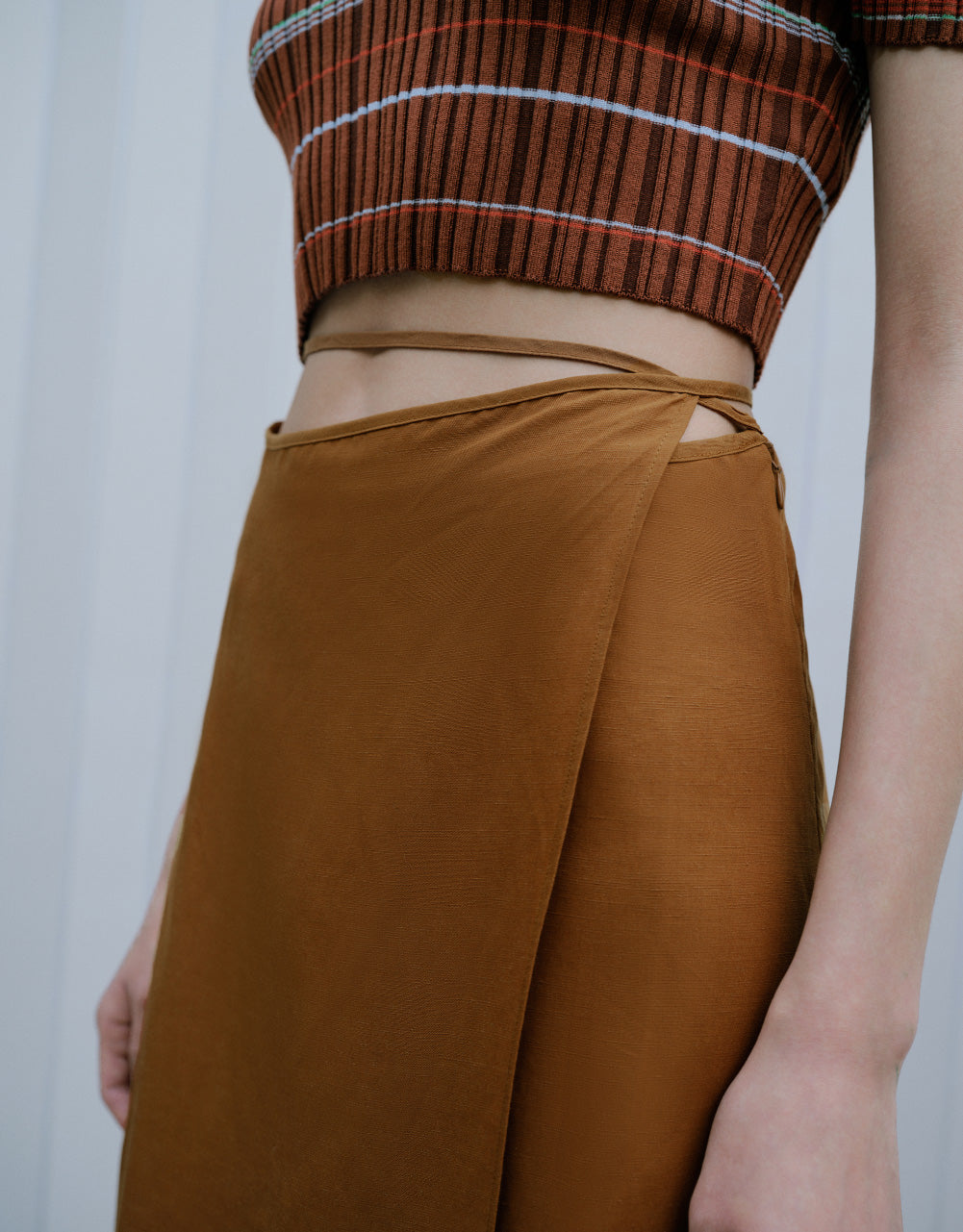 Side Tie Midi A-Line Skirt