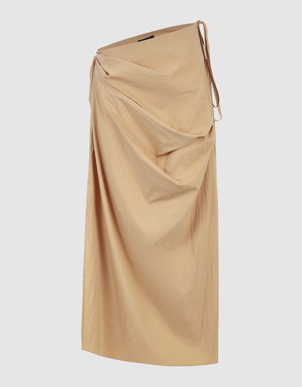 Midi Straight Skirt With Waist Rope