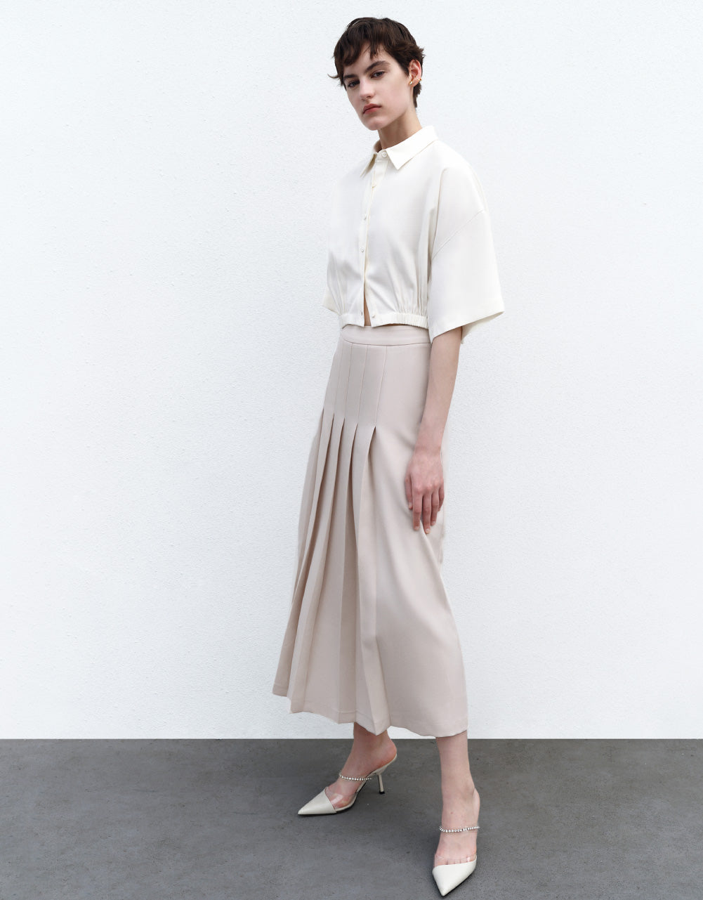 Pleated A-Line Skirt