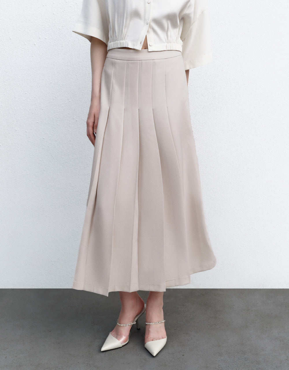 Pleated A-Line Skirt