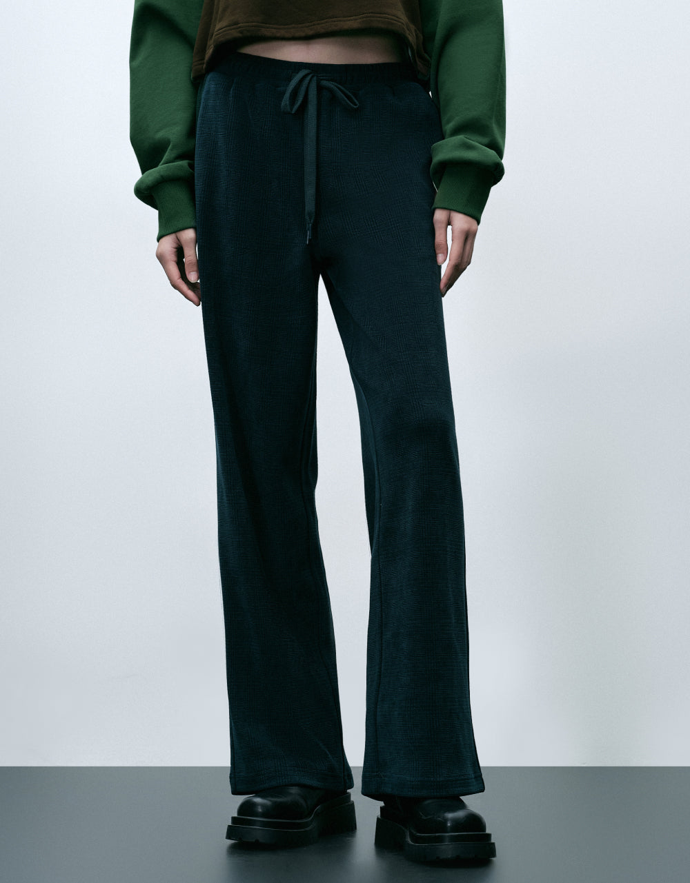 Drawstring Wide-Leg Knitted Pants