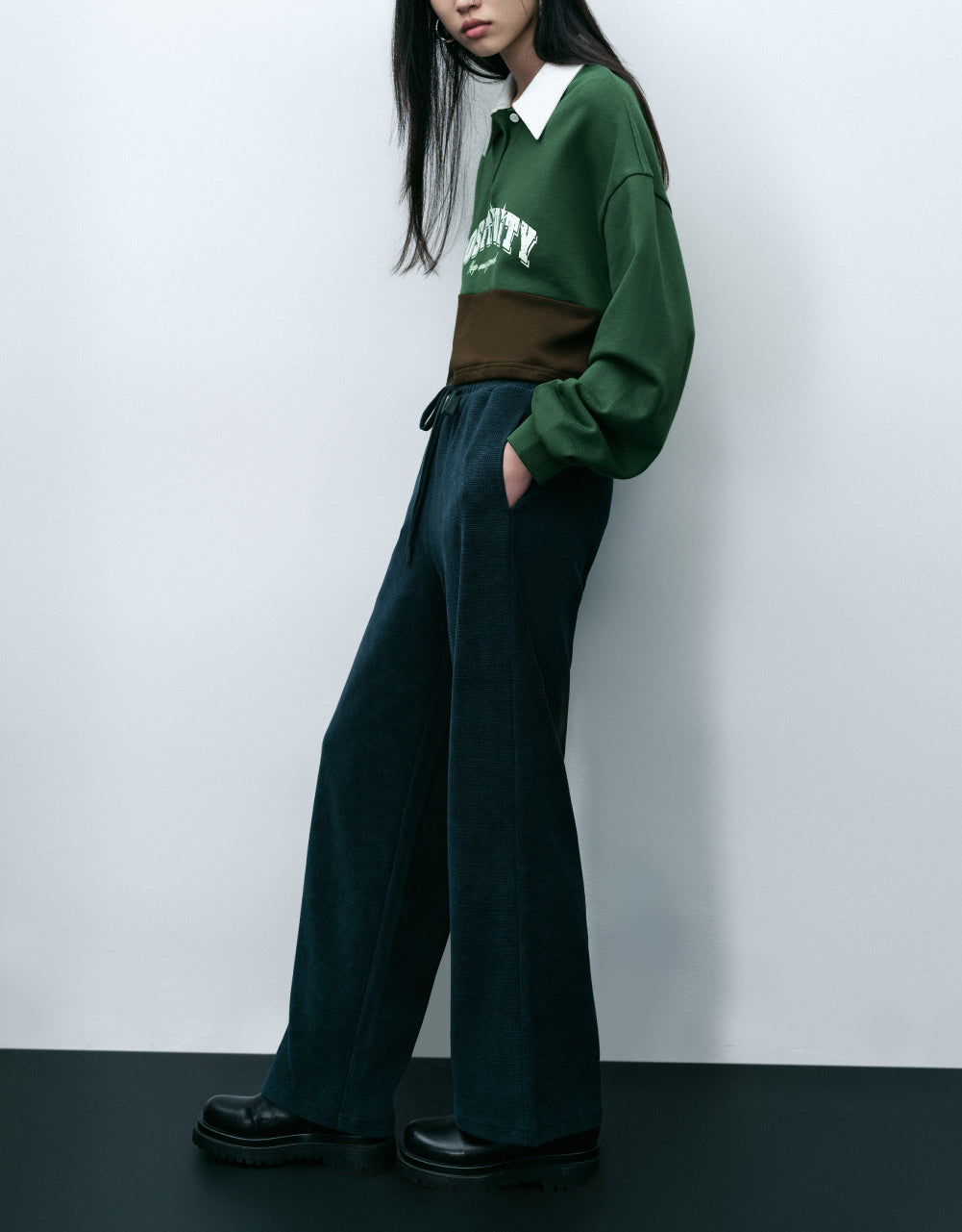 Drawstring Wide-Leg Knitted Pants