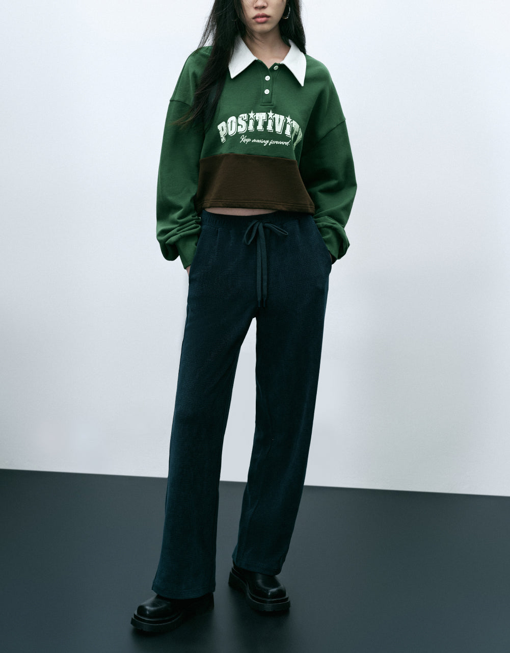 Drawstring Wide-Leg Knitted Pants