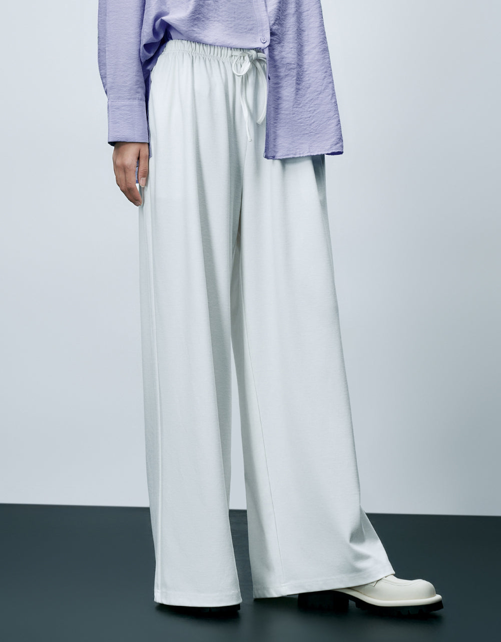 Drawstring Wide-Leg Knitted Pants