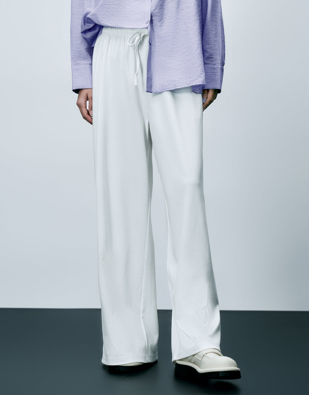 Drawstring Wide-Leg Knitted Pants