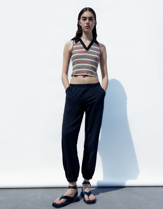 Knitted Cropped Jogger Pants