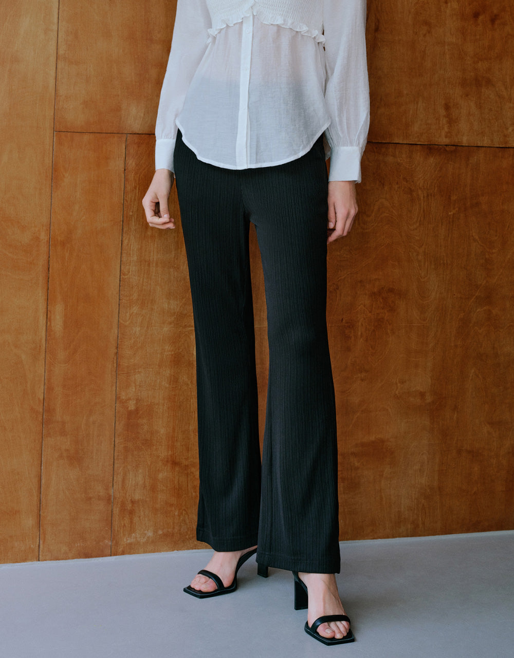 Elastic Waist Knitted Straight Pants