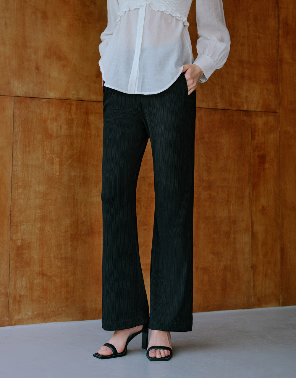 Elastic Waist Knitted Straight Pants