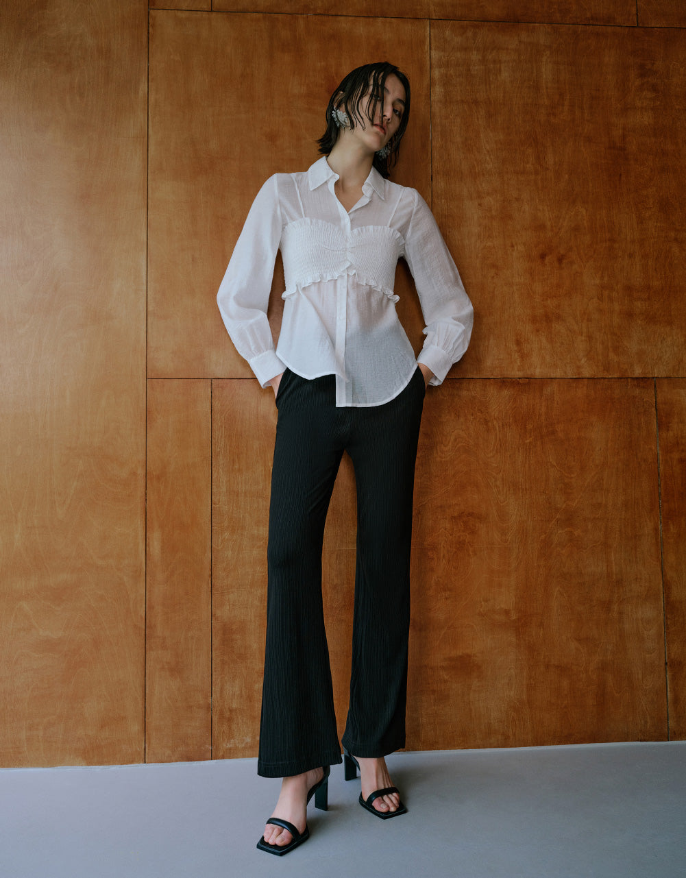 Elastic Waist Knitted Straight Pants