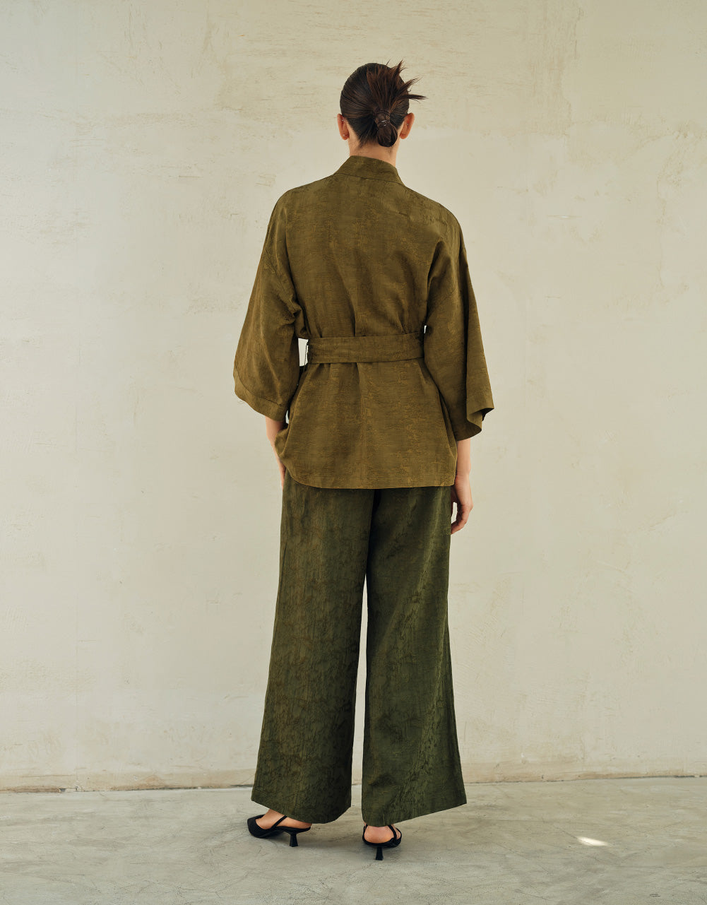 Textured Wide-Leg Pants