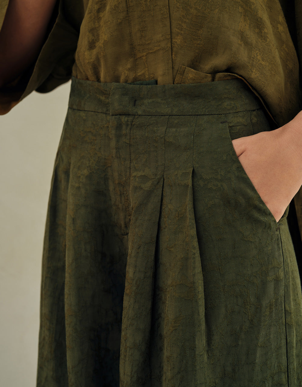 Textured Wide-Leg Pants