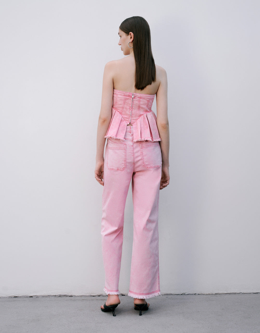 Raw Hem Wide-Leg Pants