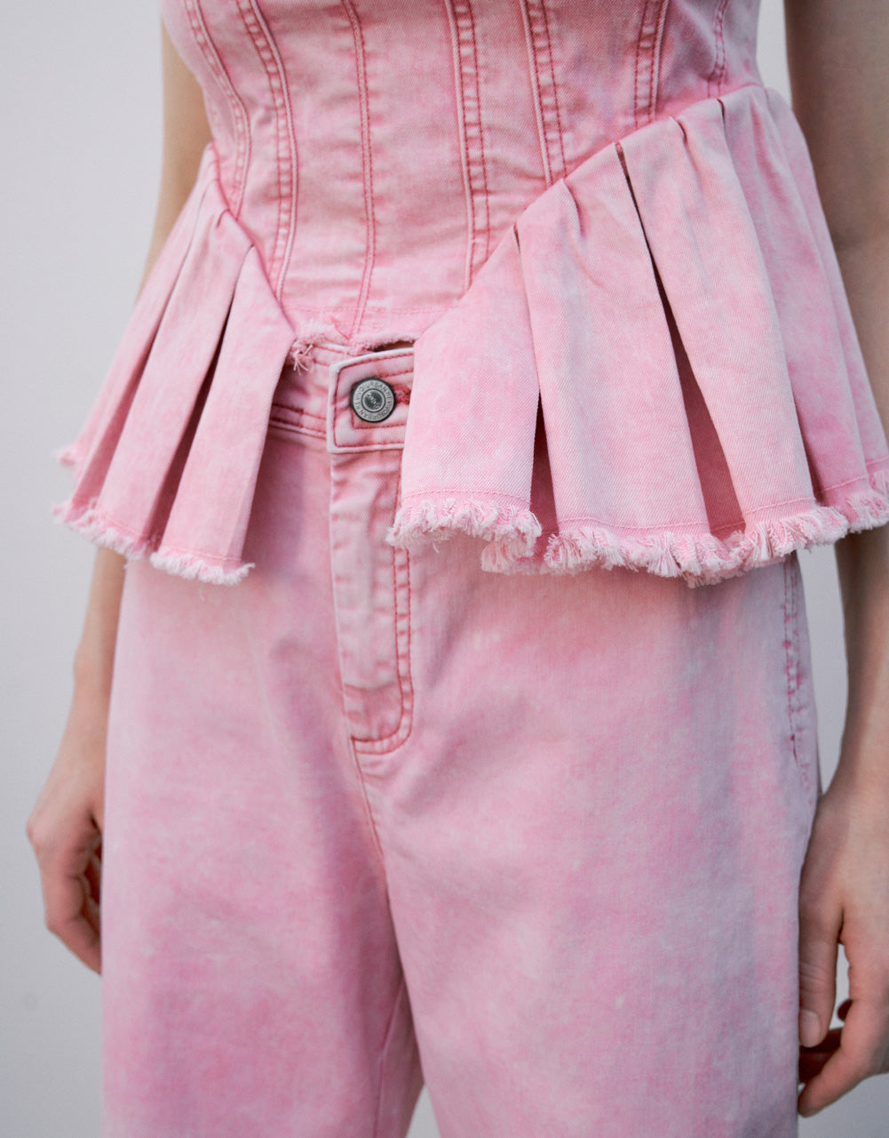 Raw Hem Wide-Leg Pants