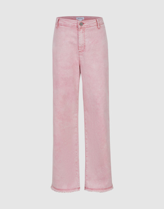 Raw Hem Wide-Leg Pants