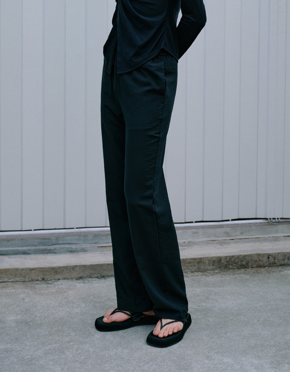 Drawstring Waist Straight Pants