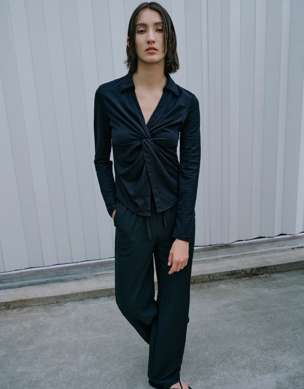 Drawstring Waist Straight Pants