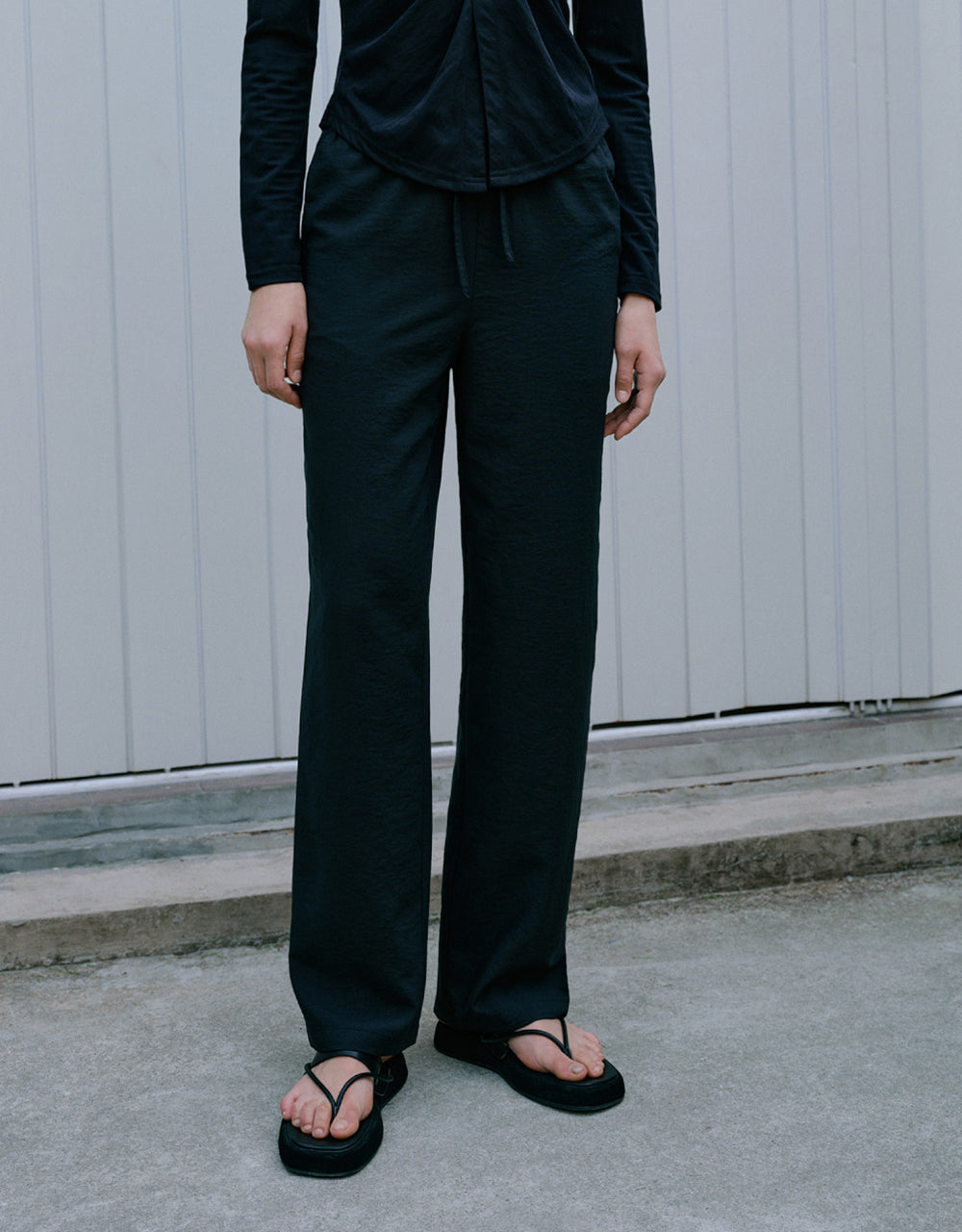 Drawstring Waist Straight Pants