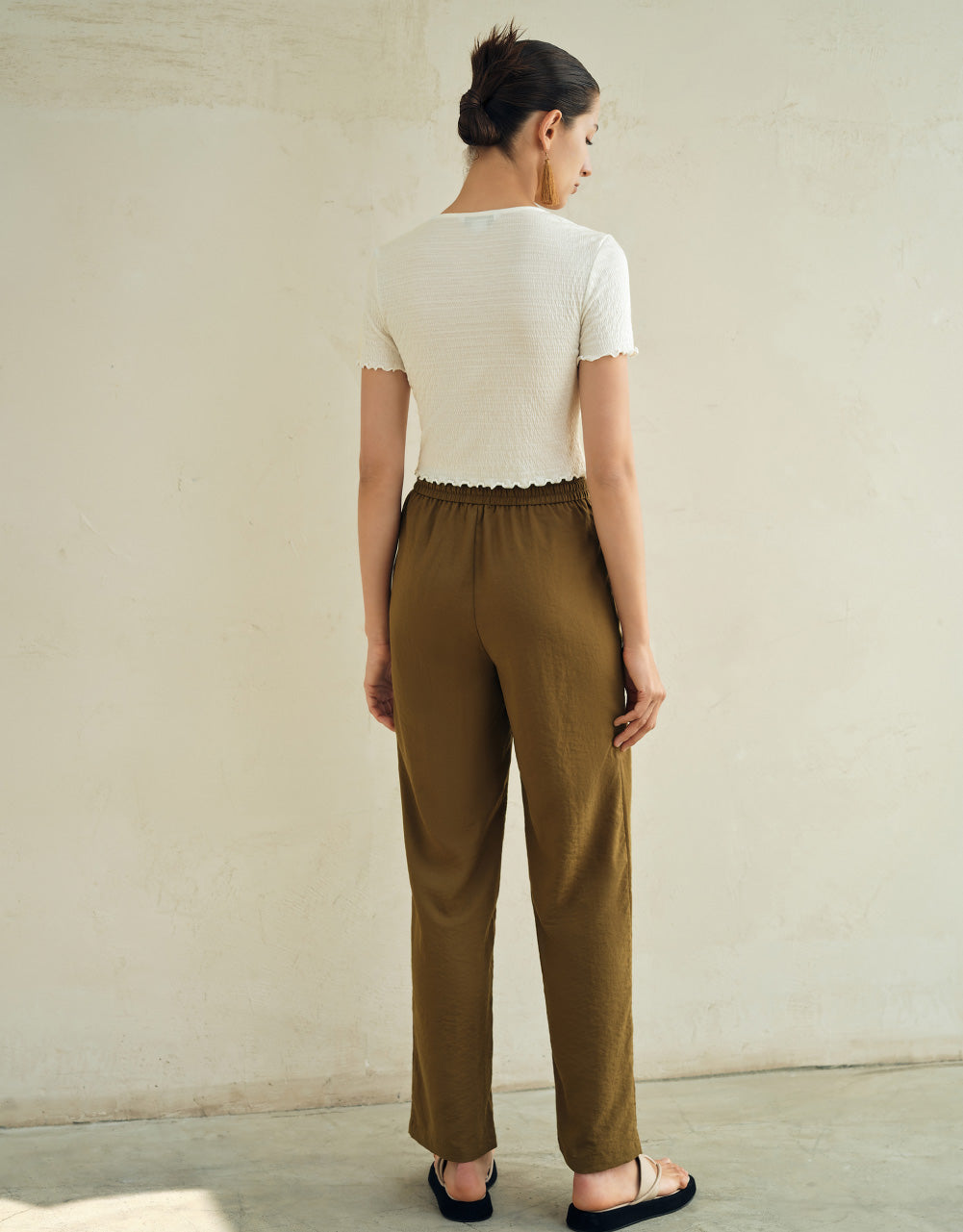 Drawstring Waist Straight Pants