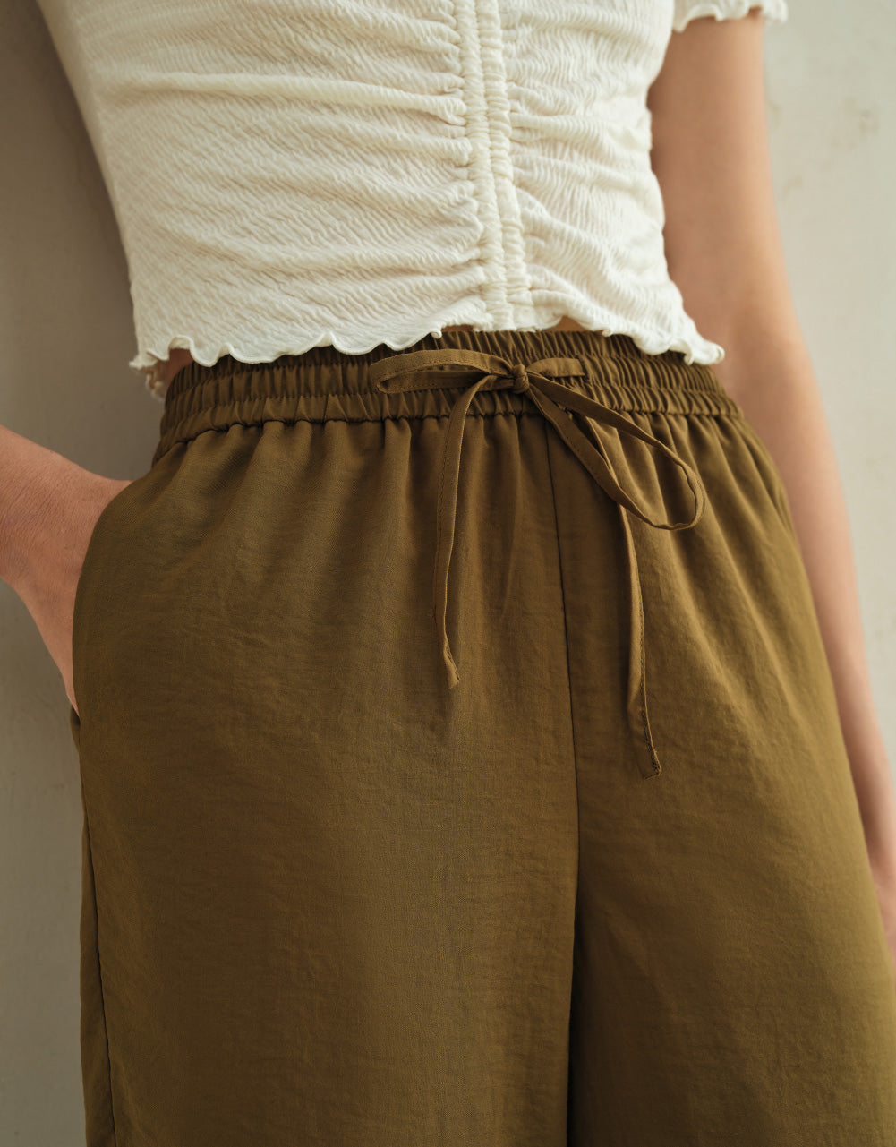 Drawstring Waist Straight Pants