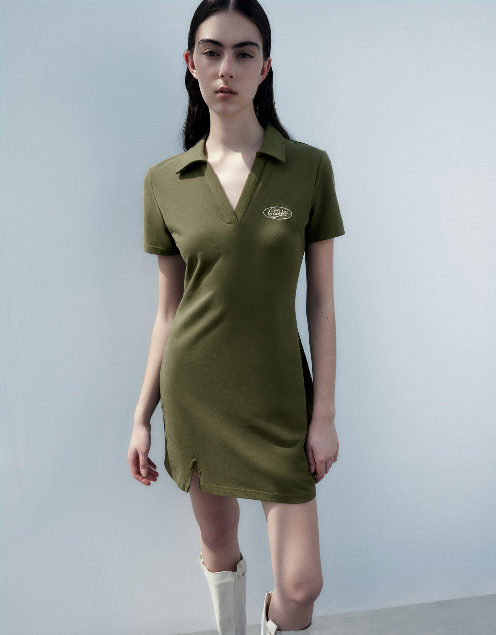 Printed V-Neck A-Line Dress