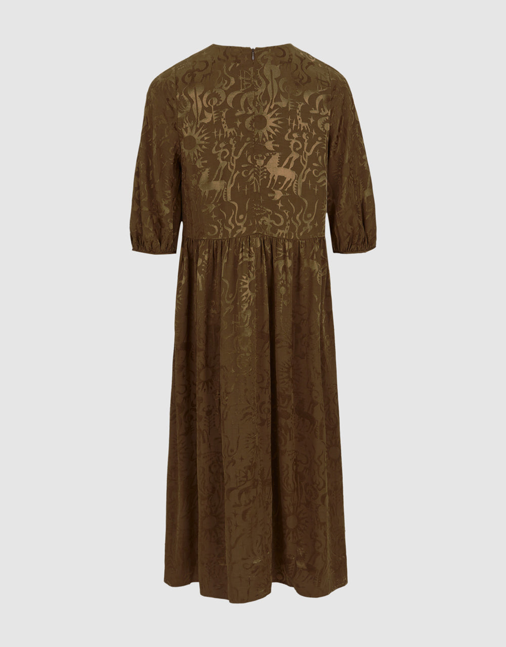 3/4 Sleeve Crew Neck Midi Dress