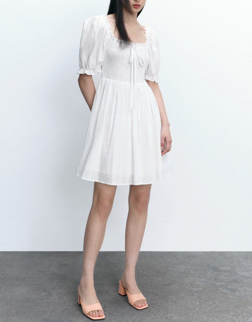 Shirred Skater Dress