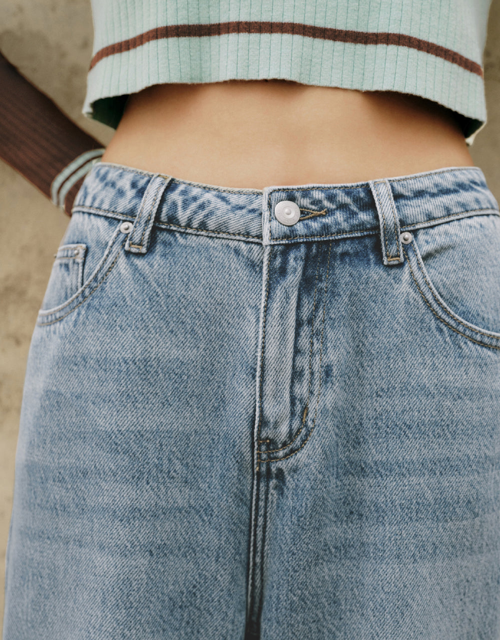 Mid-Waist Straight Jeans