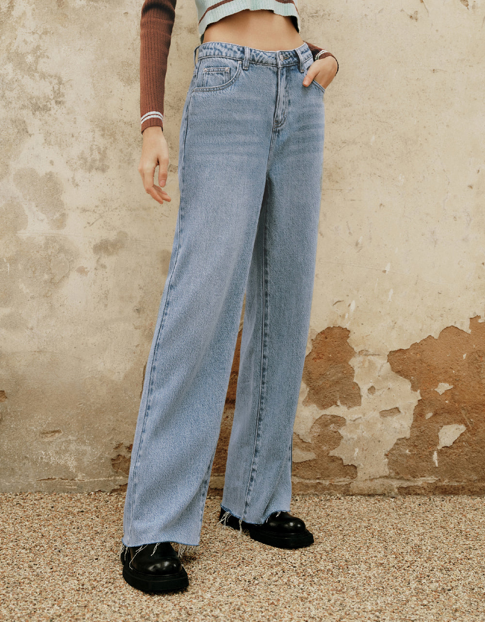 Mid-Waist Straight Jeans