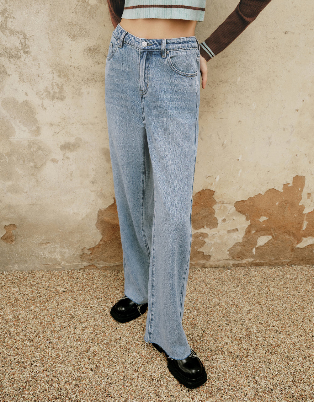 Mid-Waist Straight Jeans