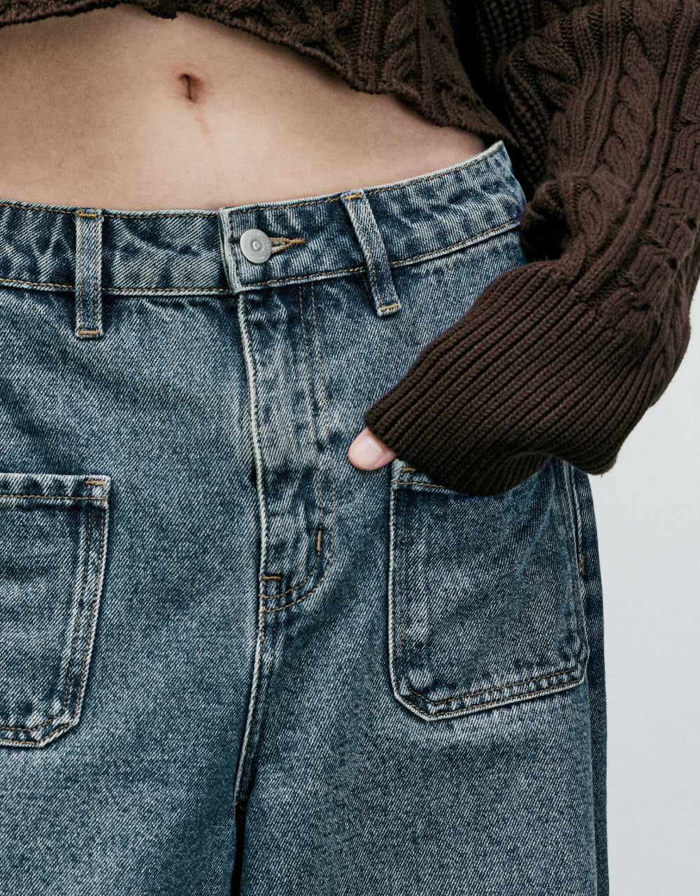 Front Pocket Wide Leg Jeans