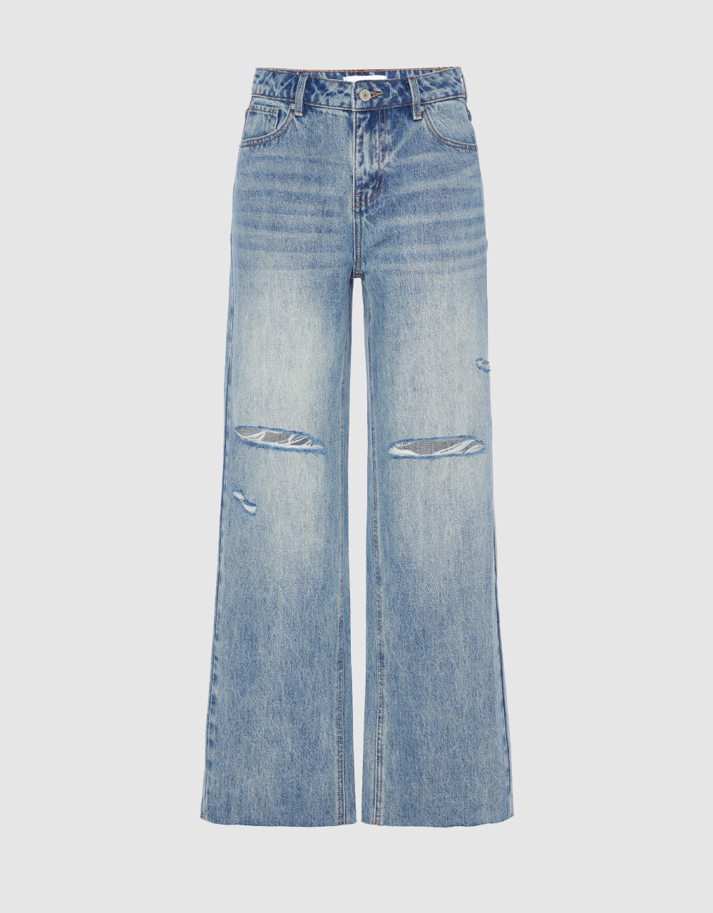 Mid-Waist Frayed Jeans